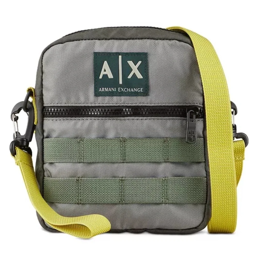 Armani Exchange A|X Color-Pieced Nylon Crossbody Messenger Bag Duck Green OS